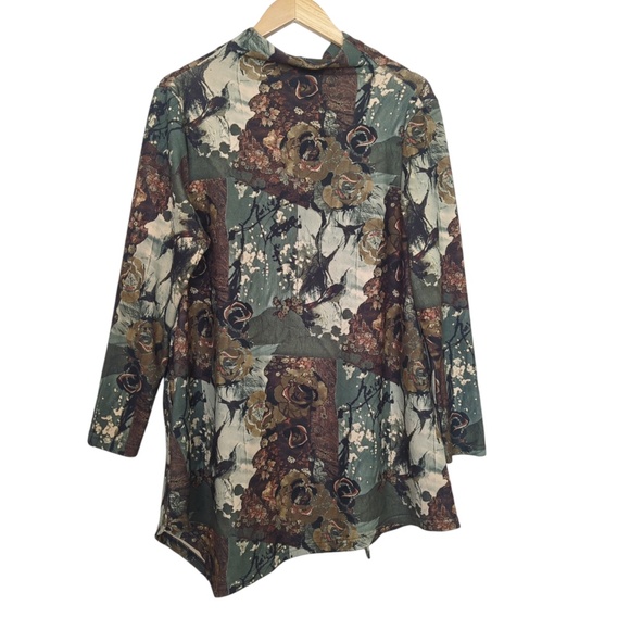 Velour Tunic Top Patchwork Cowl Neck Asymmetrical Hem Boho Artsy Fall SZ Lrg - Picture 6 of 14